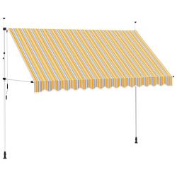Auvent r&eacute;tractable manuel 350 cm Rayures jaunes et bleues