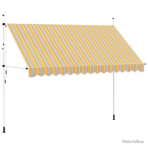Auvent r�tractable manuel 350 cm Rayures jaunes et bleues