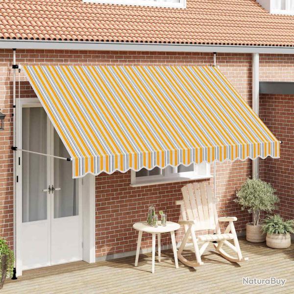 Auvent r�tractable manuel 350 cm Rayures jaunes et bleues