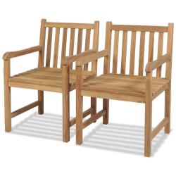 Chaises d'ext&eacute;rieur lot de 2 Bois de teck solide