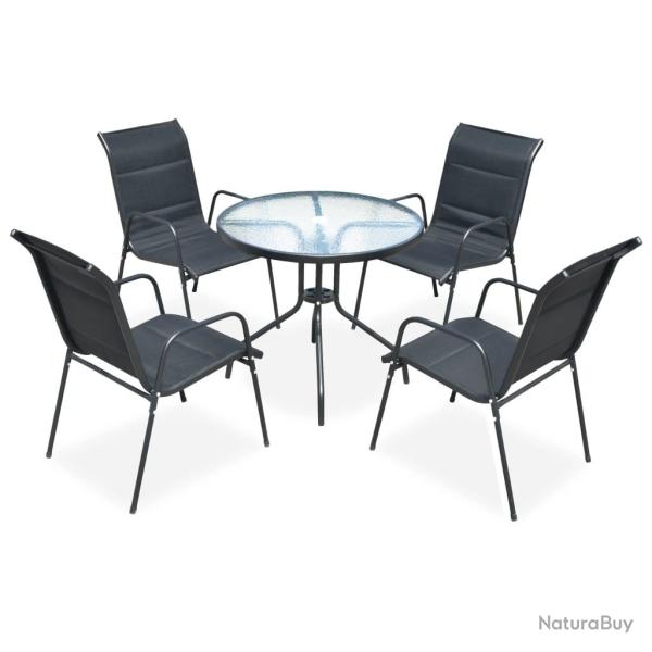 Mobilier de salle � manger d'ext�rieur 5 pcs Acier Noir