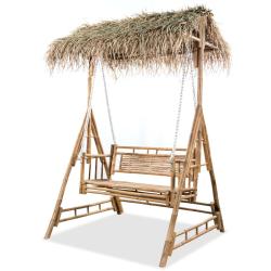 Balancelle &agrave; 2 places avec feuilles de palmier Bambou 202 cm