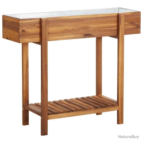 Lit sur�lev� de Bois massif d'acacia et zinc