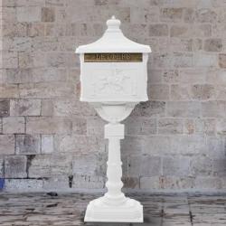 Bo&icirc;te aux lettres sur pied Aluminium Vintage Antirouille Blanc