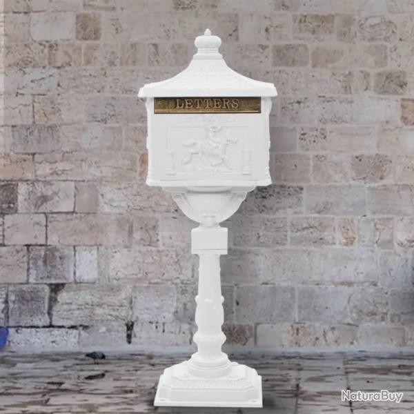 Bo�te aux lettres sur pied Aluminium Vintage Antirouille Blanc