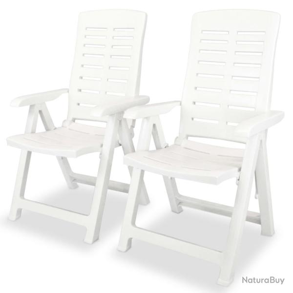 lot de 2 Chaises inclinables de Plastique Blanc
