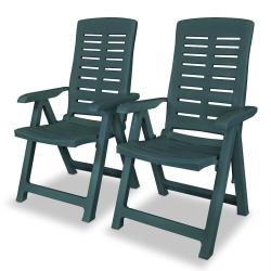 Chaises pliantes inclinables, lot de 2, en plastique vert
