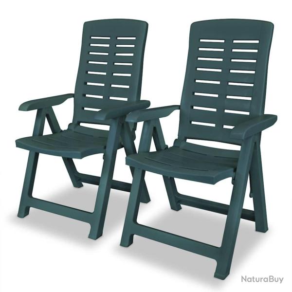 Chaises pliantes inclinables, lot de 2, en plastique vert