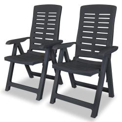 Chaises inclinables de lot de 2 Plastique Anthracite