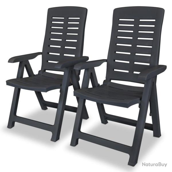 Chaises inclinables de lot de 2 Plastique Anthracite