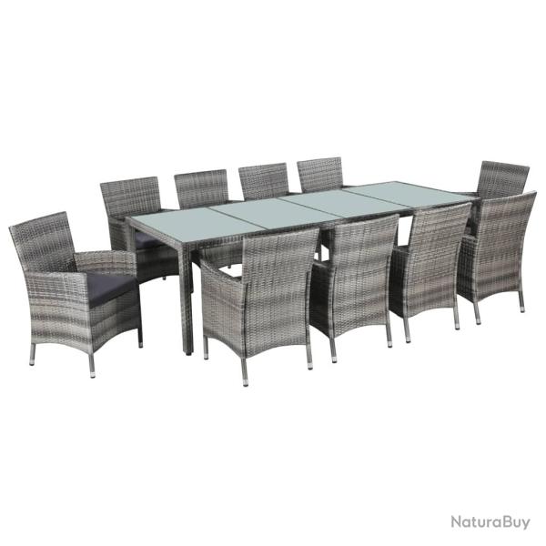 Ensemble � manger d'ext�rieur 11pc coussins R�sine tress�e Gris