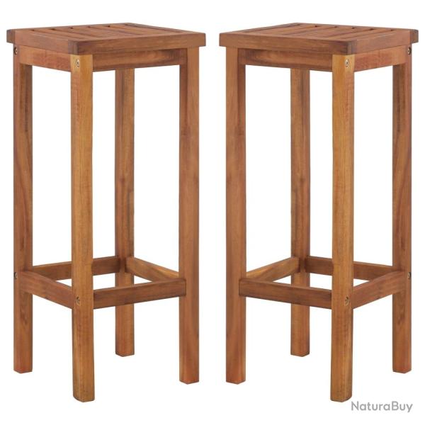 Tabourets de bar lot de 2 bois d'acacia massif