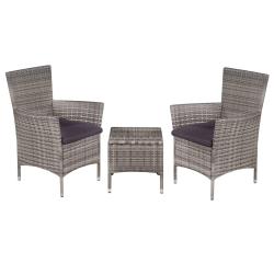 Mobilier de bistro 3 pcs R&eacute;sine tress&eacute;e Gris