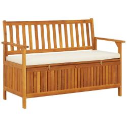 Banc de rangement en bois d'acacia solide, pour la terrasse, 120 &times; 63 &times; 84 cm
