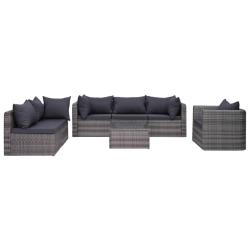 Salon de 7 pcs et coussins et oreillers R&eacute;sine tress&eacute;e