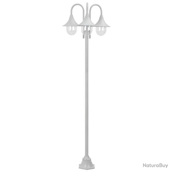 Lampadaire de E27 220 cm Aluminium 3 lanternes Blanc