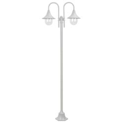 Lampadaire de E27 220 cm Aluminium 2 lanternes Blanc