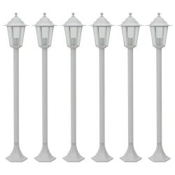 Lampe de &agrave; piquet 6 pcs E27 110 cm Aluminium Blanc