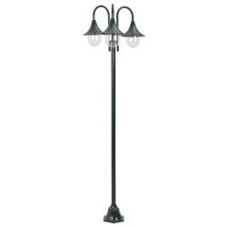 Lampadaire de E27 220cm Aluminium 3 lanternes Vert fonc&eacute;