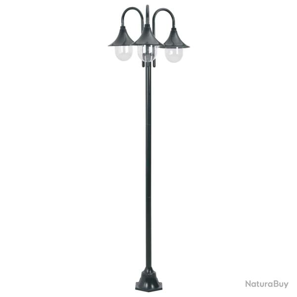 Lampadaire de E27 220cm Aluminium 3 lanternes Vert fonc�