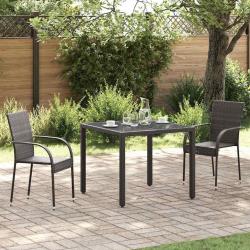 Chaises empilables d'ext&eacute;rieur lot de 2 R&eacute;sine tress&eacute;e Marron
