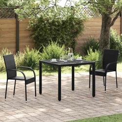 Chaises empilables d'ext&eacute;rieur lot de 2 R&eacute;sine tress&eacute;e Noir