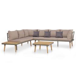 Salon de 4pcs et coussins Bois d'acacia solide Marron