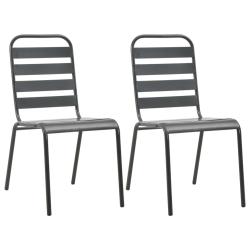 Chaises empilables de d'ext&eacute;rieur lot de 2 Acier Gris