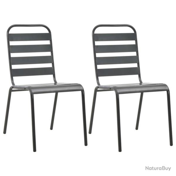 Chaises empilables de d'ext�rieur lot de 2 Acier Gris