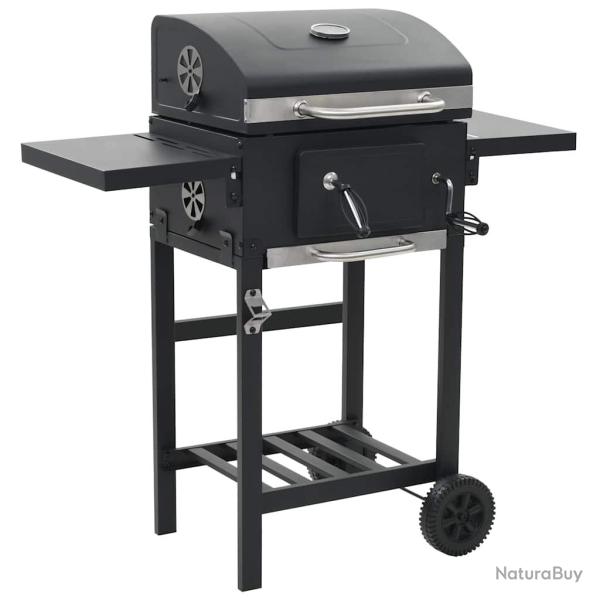 Gril de barbecue au charbon de bois et �tag�re inf�rieure Noir