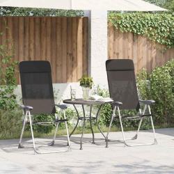 Chaise pliante de camping lot de 2 Noir Aluminium