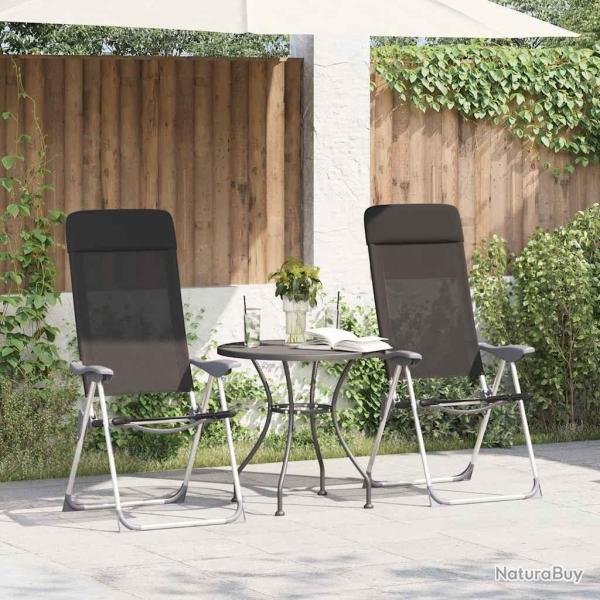 Chaise pliante de camping lot de 2 Noir Aluminium