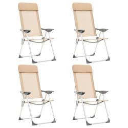 Chaises de camping pliables lot de 4 Cr&egrave;me Aluminium