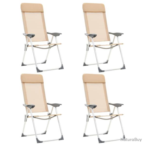 Chaises de camping pliables lot de 4 Cr�me Aluminium
