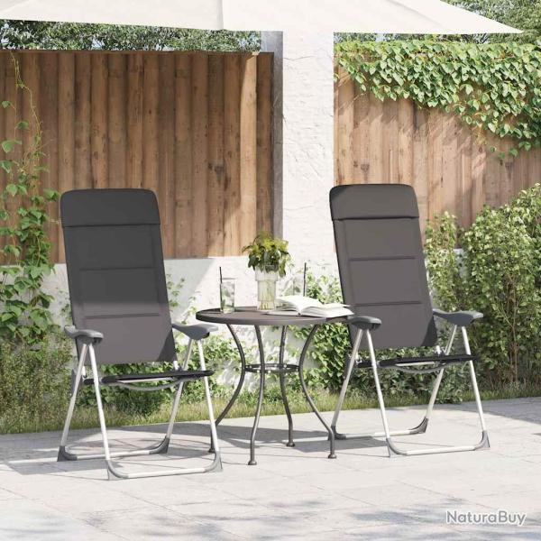 Chaise de camping lot de 2 Gris 58x69x111 cm Aluminium
