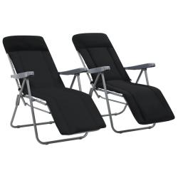 Chaises pliables de avec coussins lot de 2 Noir