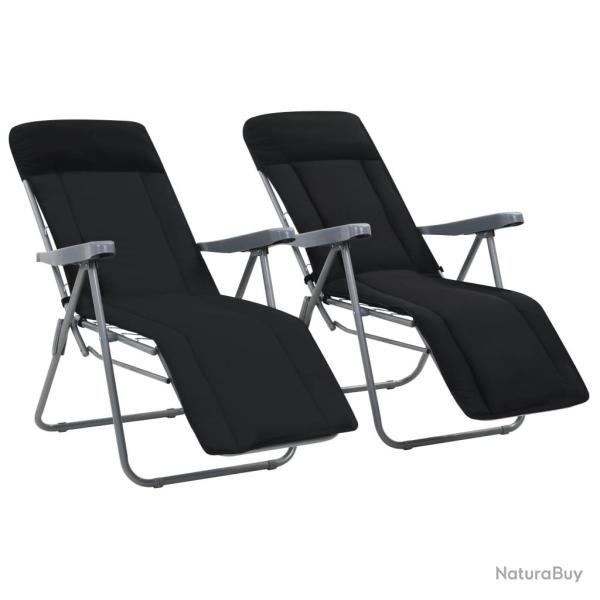 Chaises pliables de avec coussins lot de 2 Noir