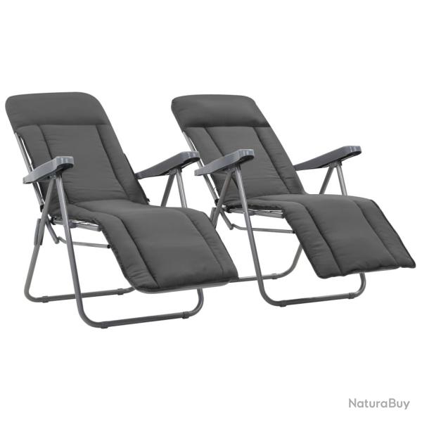 Chaises pliables de avec coussins lot de 2 Gris