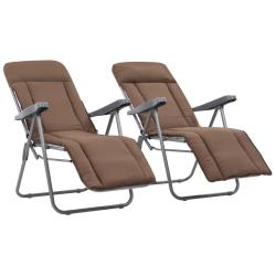 Chaises pliables de avec coussins lot de 2 Marron