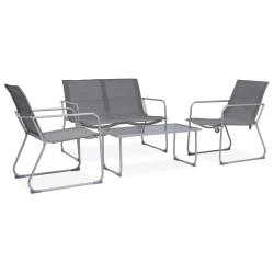 Salon de 4 pcs Tissu et acier Gris