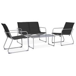 Salon de 4 pcs Tissu et acier Noir