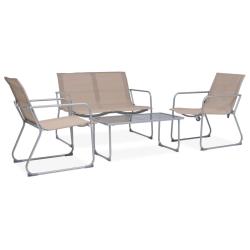 Salon de 4 pcs Tissu et acier Taupe