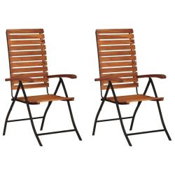 Chaises inclinables de lot de 2 Bois solide d'acacia