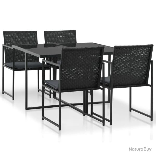 Ensemble repas d'ext�rieur, 5 pi�ces, avec coussins, r�sine tress�e, pour le jardin
