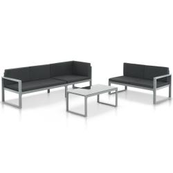 Salon de 3 pcs et coussins Aluminium Noir
