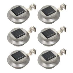 Lampe solaire &agrave; LED ronde d'ext&eacute;rieur 6 pcs 12 cm Blanc