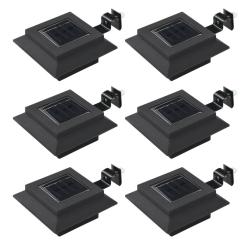 Lampe solaire &agrave; LED carr&eacute;e d'ext&eacute;rieur 6 pcs 12 cm Noir