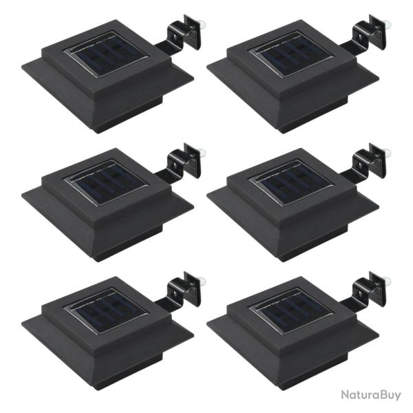 Lampe solaire � LED carr�e d'ext�rieur 6 pcs 12 cm Noir