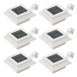 Lampe solaire &agrave; LED carr&eacute;e d'ext&eacute;rieur 6 pcs 12 cm Blanc