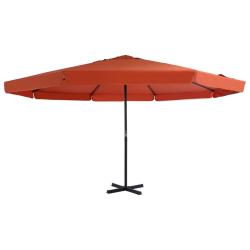 Parasol d'ext&eacute;rieur avec m&acirc;t en aluminium 500 cm terre cuite